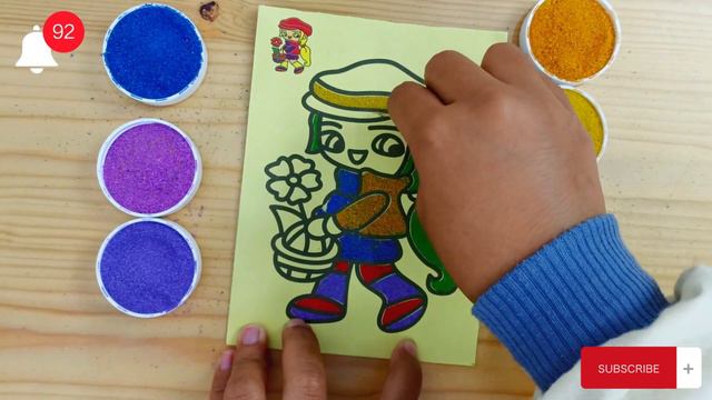 ASMR | Coloring Beautiful Girl Holding a Flower Using Coloured Sand | SAND PAINTING | SAND ART смотреть онлайн
