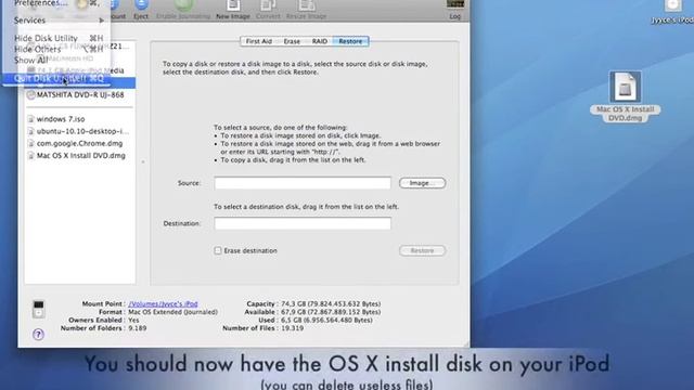 Install mac OS X Snow Leopard from an iPod смотреть онлайн