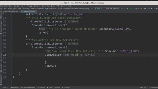 Kotlin Android How to use snackbar in android kotlin/custom snackbar android kotlin/#Snackbar смотреть онлайн