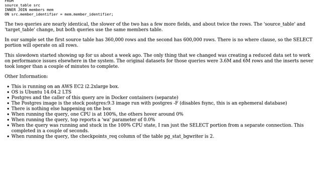 Strange Intermittent Postgres Performance Issue (docker?) смотреть онлайн