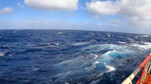 Panamax Vessel Among the Huge Waves Of North Atlantic Ocean