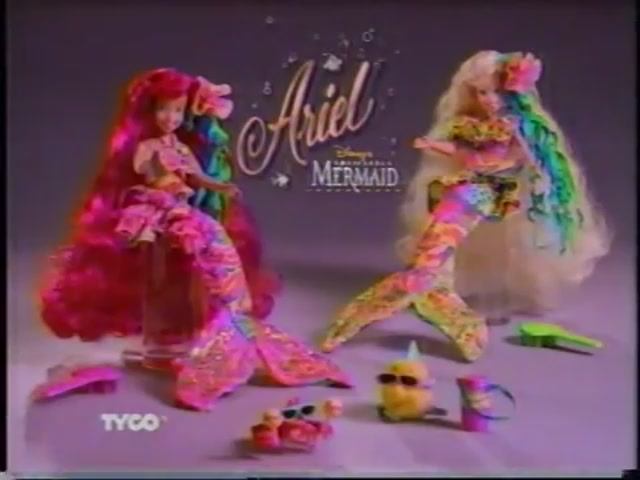 The_little_mermaid_1993_Calypso_Ariel_and_Arista_commercial_Tyco