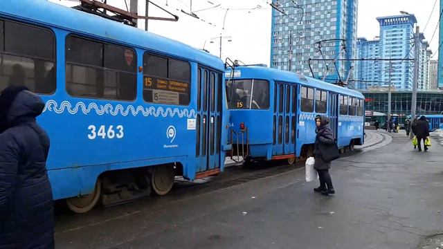 Трамваи Татры-Т3 (МТТЧ) СМЕ 30454+3463 по маршруту 15 смотреть онлайн