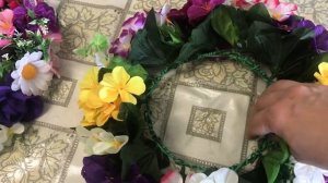 Венок на голову из искусственных цветов своими руками.