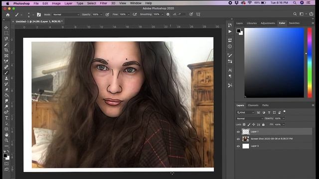 Drawing a basic outline on Adobe Photoshop 2020 смотреть онлайн