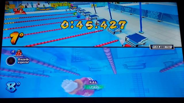 Mario & Sonic London 2012 Dr. Eggman Loses To Daisy in 100m Freestyle смотреть онлайн