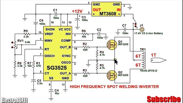 High Current Power Inverter With SG3525 For Spot Welding And Instant Soldering