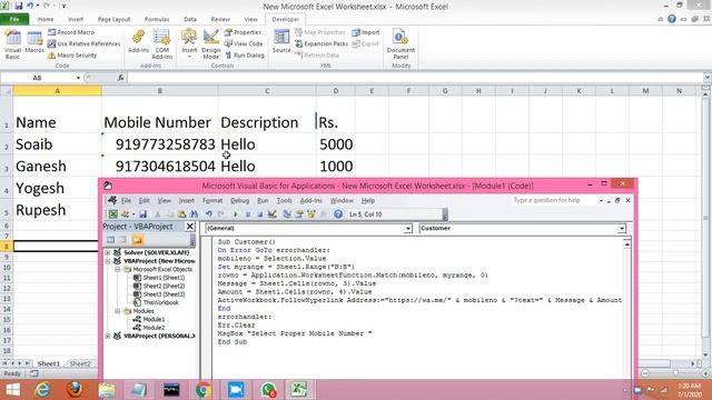 Send Whatsapp Message from Excel Sheet through VBA смотреть онлайн