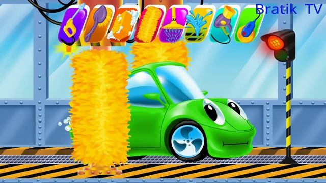 Car Wash Green Car. Зеленая машинка на автомойке