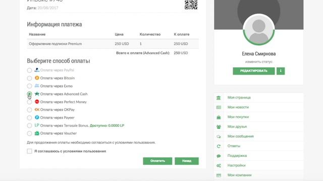 Оформление пакета подписки в Terrasale смотреть онлайн