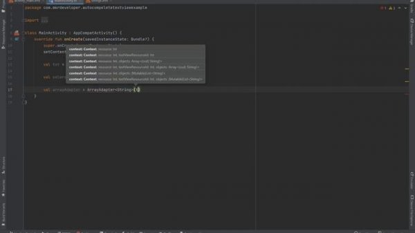 How to use the Autocomplete TextView? Kotlin | Android studio