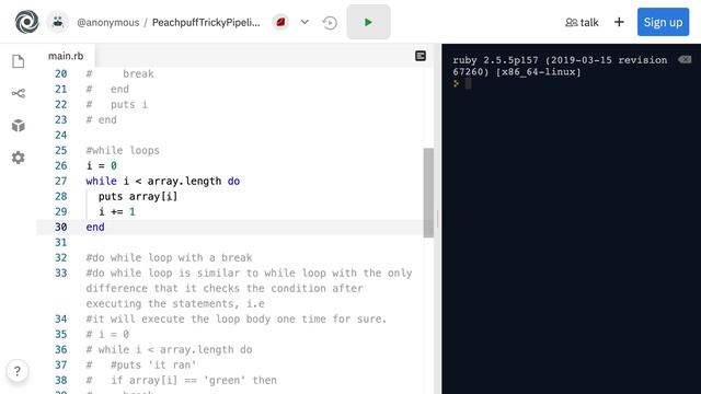 Looping over an array with Ruby: Each, For Loops, While Loops, Do While Loops, Until Loops + Breaks смотреть онлайн