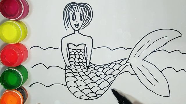 Рисунок русалка / Су перісі суреті / Сурет салу раскраска / Сурет салып уйрену/How to draw a mermai смотреть онлайн