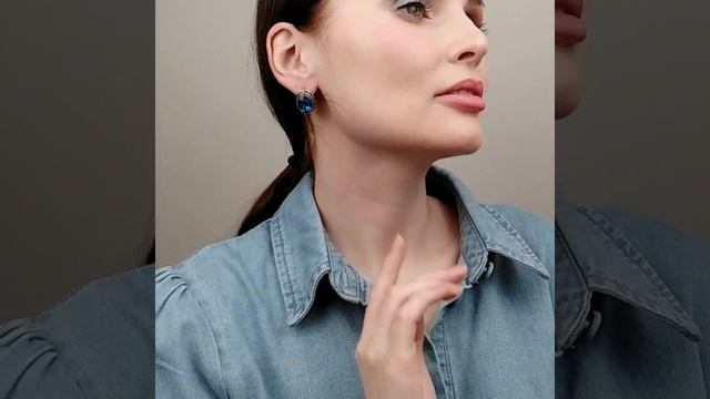 MONASHOP - Серьги Винтаж василькового цвета с камнями Swarovski смотреть онлайн