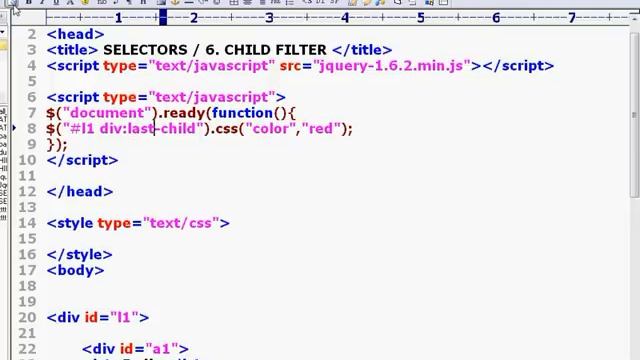 jQuery Examples - PART-6 - CHILD FILTER SELECTORS смотреть онлайн