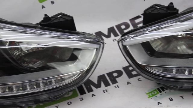 Solaris I 2010-2015 года. Фары линзы с LED полосой смотреть онлайн