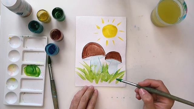 Урок рисования для самых маленьких. Рисуем грибочки. Как нарисовать грибы. Рисуем солнышко и улиток смотреть онлайн