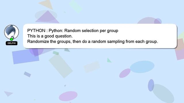 PYTHON : Python: Random selection per group смотреть онлайн