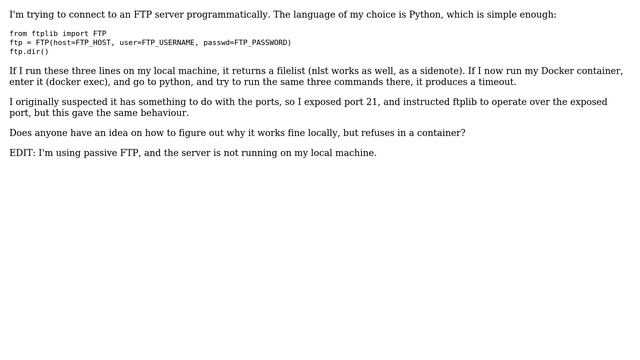 FTP client in a docker container смотреть онлайн