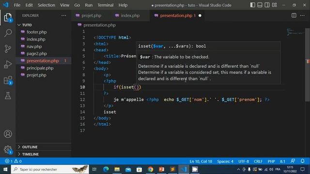 Programmation PHP - Episode 25 : Contrôle des données reçues avec la fonction isset() смотреть онлайн
