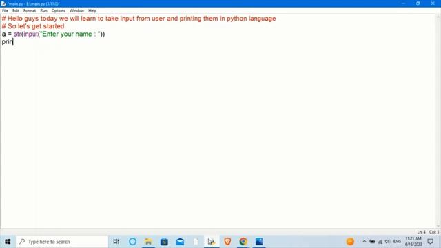 Taking input from user and printing it using python смотреть онлайн
