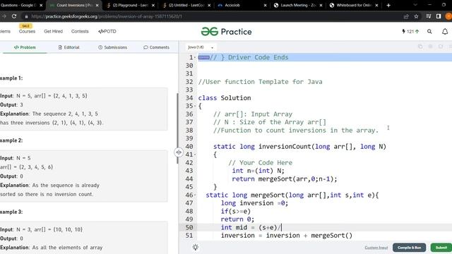 Inversion using merge Sort/java/Mergesort/#PlacementQuestions смотреть онлайн