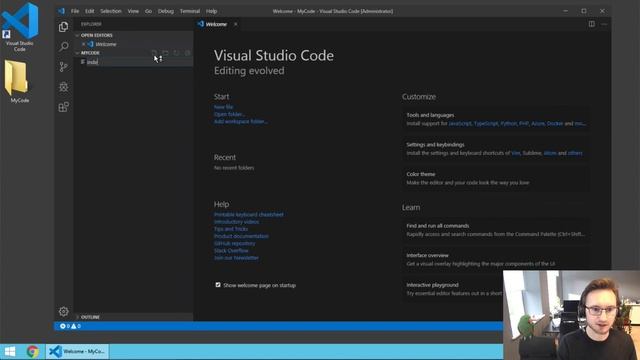 Create a project folder (Visual Studio Code), create a file and open the Terminal (2/5) смотреть онлайн