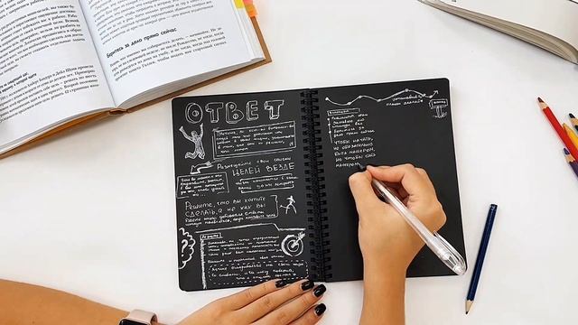 Визуальные заметки на книгу "ОТВЕТ" | Чёрный скетчбук | Чёрный блокнот смотреть онлайн