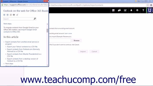Outlook Web App Tutorial Importing Contacts 2015 Microsoft Training смотреть онлайн