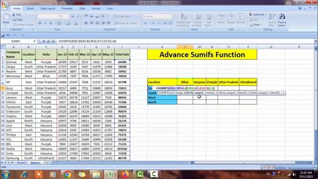 How to use sumifs formula in multiple condition | sumifs function in multiple condition | смотреть онлайн