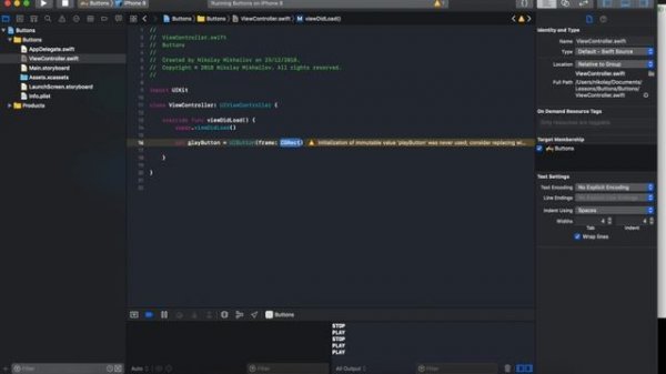 Swift 4 UIButton - Уроки Swift Xcode 10 - Кнопки