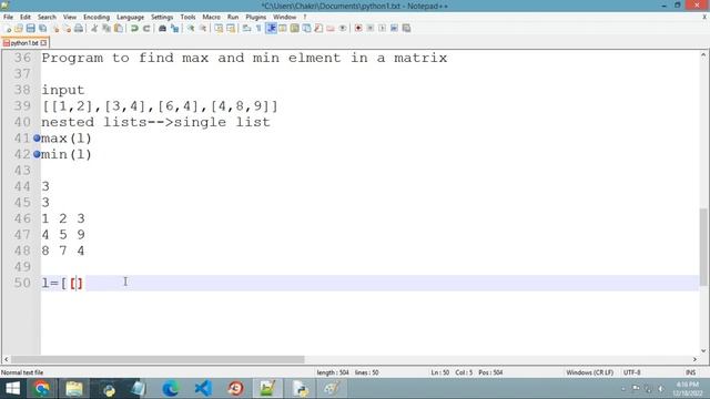 find maximum and minimum elements in matrix in python telugu|matrix part 2 in telugu|matrix program смотреть онлайн