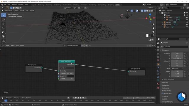 Grass field with Geometry Nodes in Blender смотреть онлайн