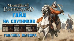 ГАЙД на спутников Mount&Blade Bannerlord. ТАБЛИЦА ХАРАКТЕРИСТИК всех спутников!