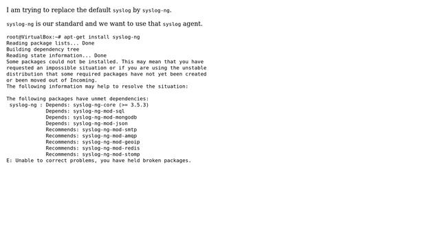 Ubuntu: Replacing rsyslog with syslog-ng depends sylog-ng-core смотреть онлайн