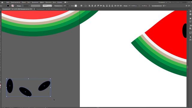 рисуем арбуз в Adobe Illustrator Flat Design Watermelon Icon смотреть онлайн