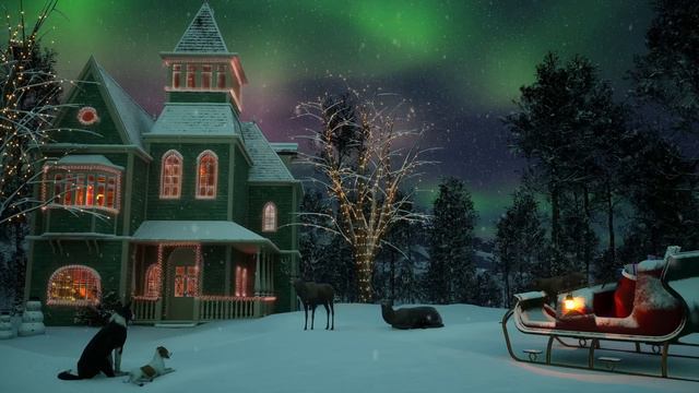 Snowy Christmas Aurora Ambience - 🎅Santa's trip is started - Gentle Snowfall Sound for Sleep смотреть онлайн