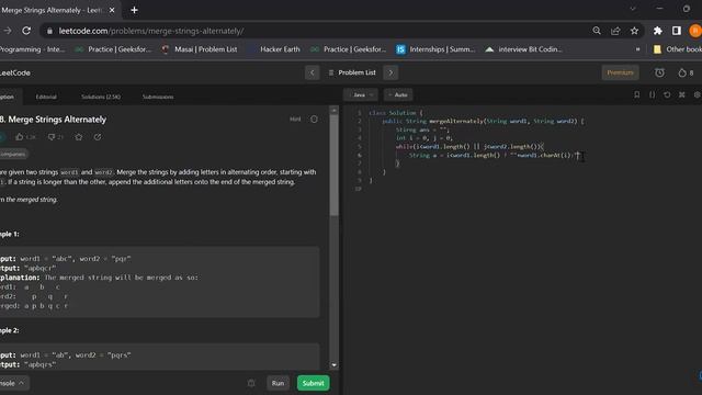 1768 Merge Strings Alternately #leetcodedailychallenge #leetcode #dsa #java #strings смотреть онлайн