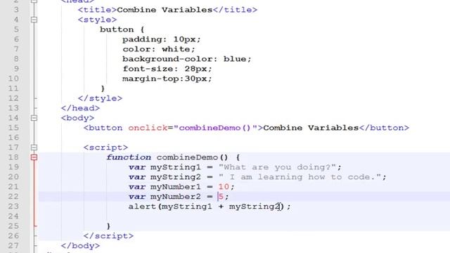 JavaScript Combine Variables To 1 String смотреть онлайн