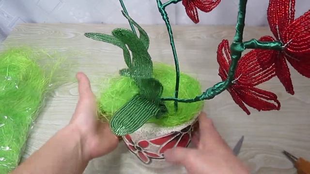 Орхидея из бисера ДЕКОР. Часть 6/6. Мк. // Нow to make orchid flower Part 6/6. Master Class. смотреть онлайн