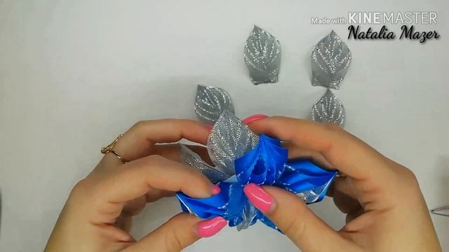 Красивый объёмный цветок из лент на ободке МК КАНЗАШИ/Amazing Ribbon flowers work/DIY Natalia Mazer