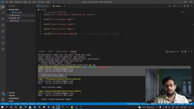 how to undo the commit pushed using git revert | git revert | git tutorials смотреть онлайн