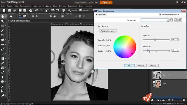 PaintShop Pro x4. Урок 18. Черно-белая фото с цветным объектом смотреть онлайн