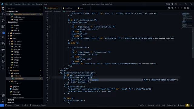 Fixing navbar active class | Django | Python смотреть онлайн