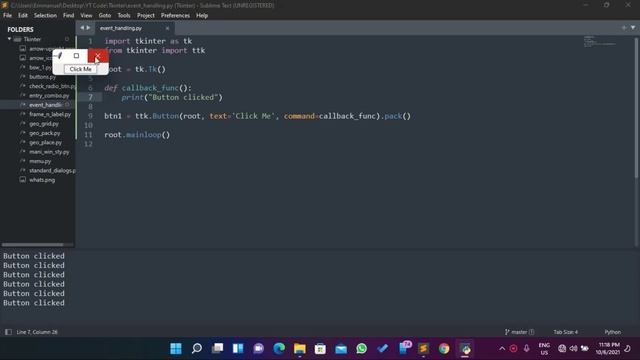 PYTHON TKINTER GUI SIMPLIFIED - Event handling смотреть онлайн