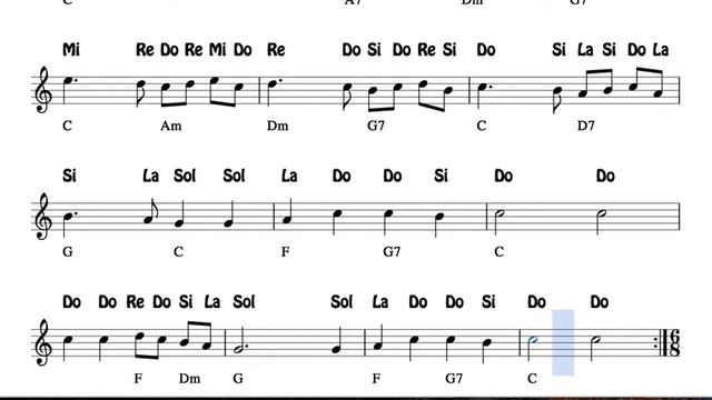 Ding Dong, Merrily On High Partitura Con Notas Y Acordes Flautas, Violín, Oboe Villancico