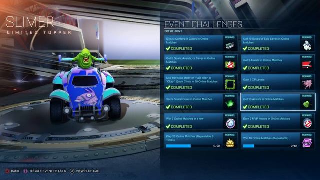 Slimer Limited Topper Get 10 Assists In Online Matches Rocket League Haunted Hallows Ghostbusters смотреть онлайн