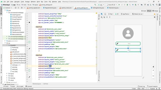 Разработка Whatsapp на языке java. Часть 10. Экран настроек. CircleImageView смотреть онлайн