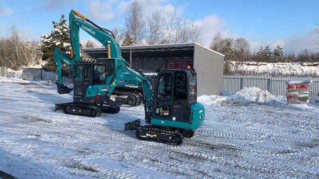 Гонки на экскаваторах по снегу. Sunward SWE215 Vs Sunward SWE35UF Vs Sunward SWE20F. СпецМеханизаци