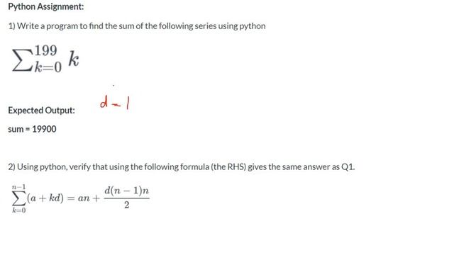 Sequence Sum Example in Python смотреть онлайн